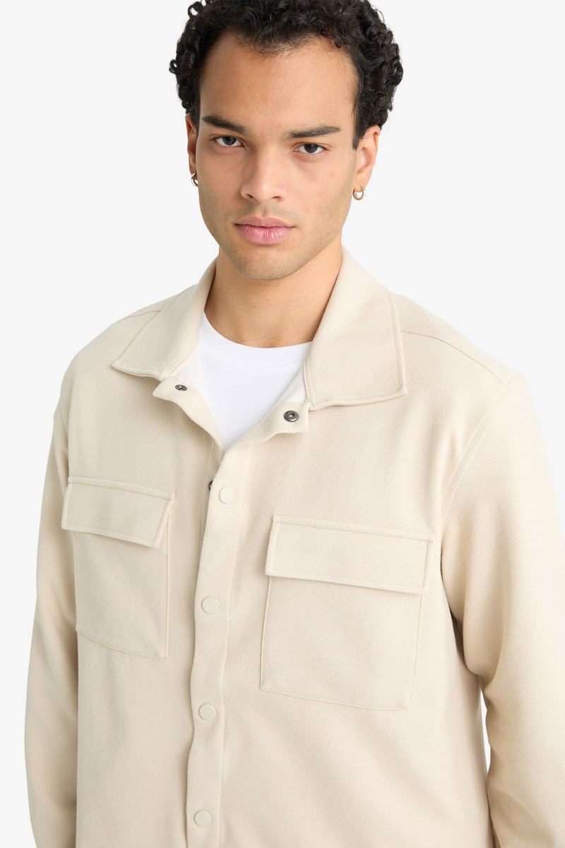 DeFacto Beige Man Regular Fit Long Sleeve Shirt Casual - Image 4